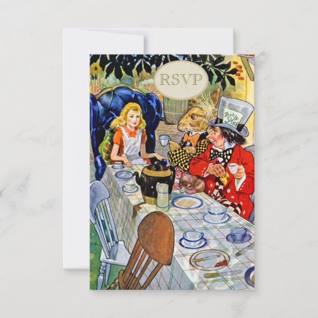 Mad Hatter's Tea Party RSVP Card (Front)