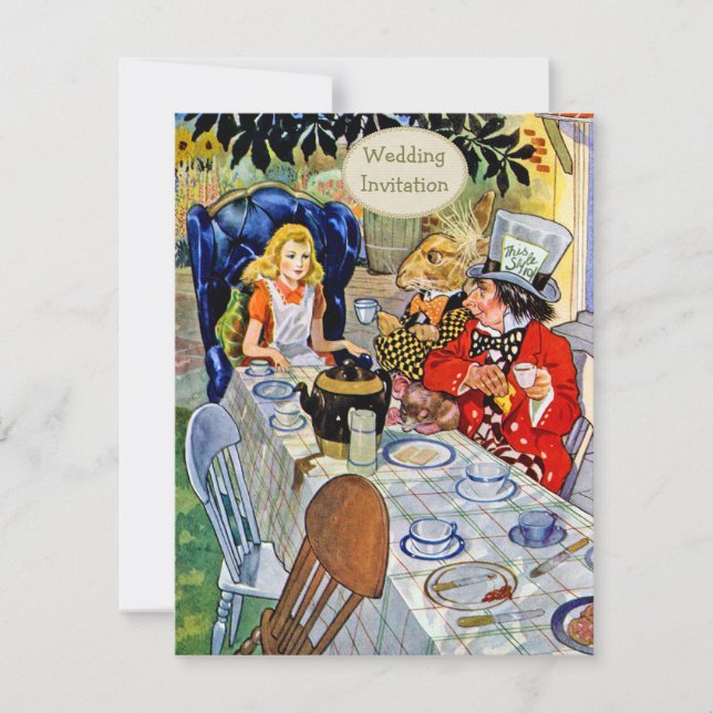 Mad Hatter's Tea Party Wedding Invitation (Front)