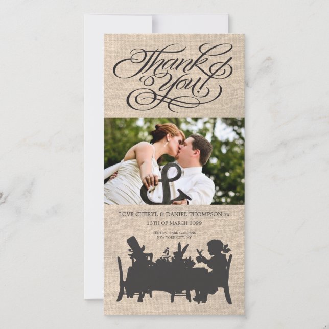 Mad Hatters Tea Party Wedding Thank You Photo Card (Front)