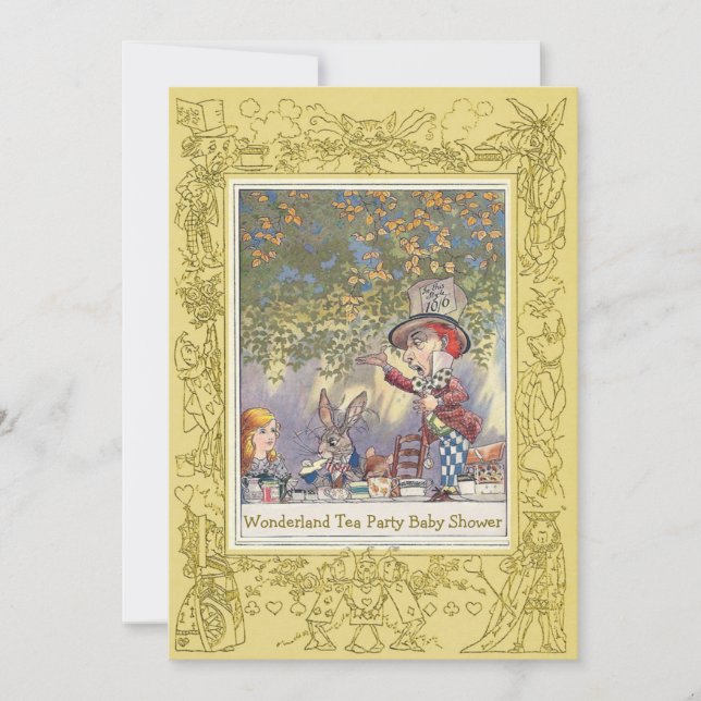 Mad Hatter's Wonderland Tea Party Baby Shower Invitation (Front)
