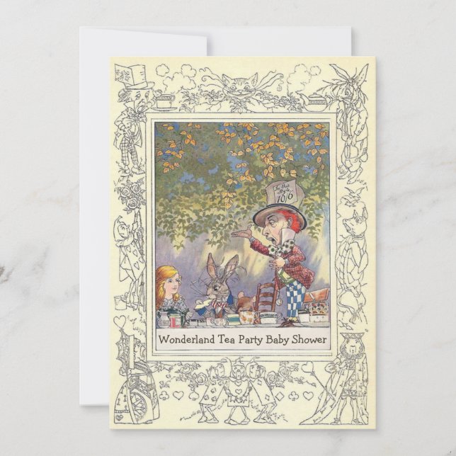 Mad Hatter's Wonderland Tea Party Baby Shower Invitation (Front)