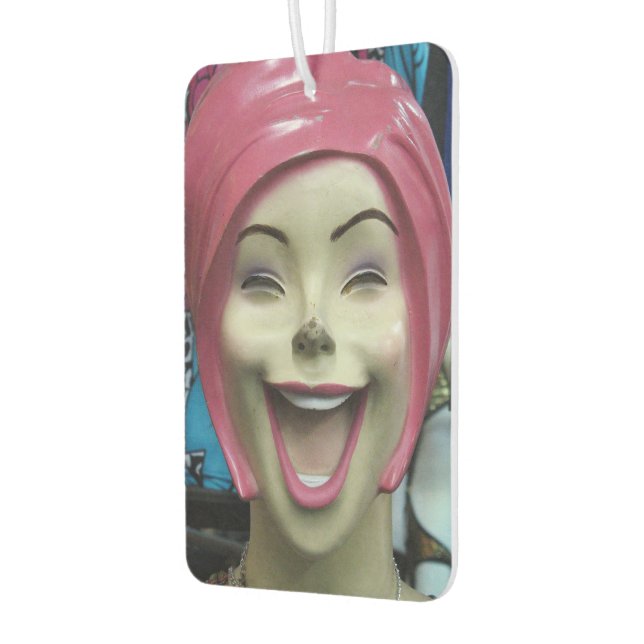 Mad Laughing Mannequin ~ Uncanny Valley Girl Car Air Freshener (Left)