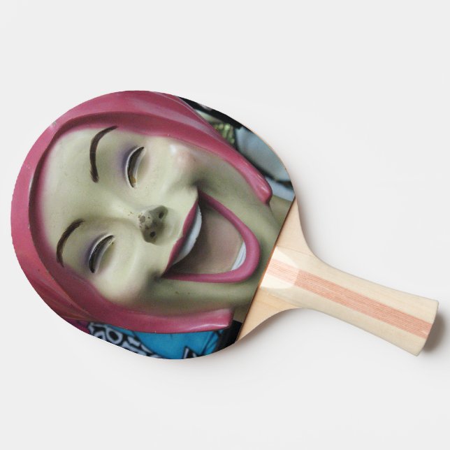 Mad Laughing Mannequin ~ Uncanny Valley Girl Ping Pong Paddle (Side)