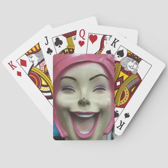 Mad Laughing Mannequin ~ Uncanny Valley Girl Playing Cards (Back)
