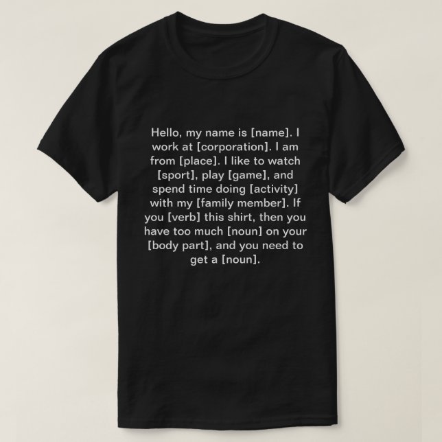 Mad Libs Mens T-shirt (Design Front)