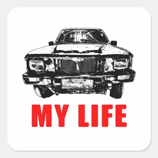 Mad Life Concept Funny Graphic Square Sticker (Front)