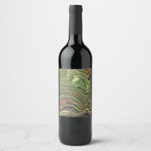 Mad Love 1 Wild Green Abstract Wine Bottle Label