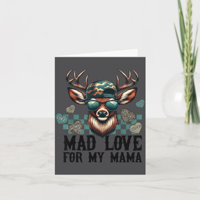 Mad Love For My Mama Deer Head Valentines Day Hunt Card (Front)