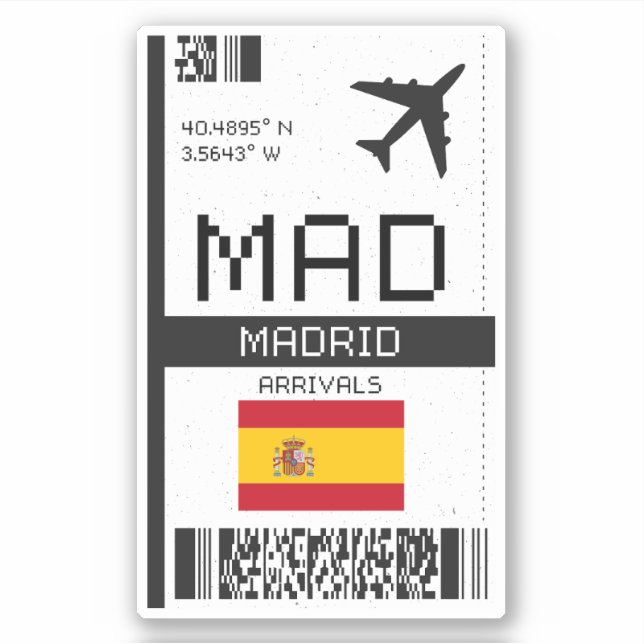 MAD Madrid Boarding Pass - Spain Travel (Front)