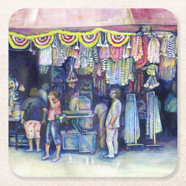 Mad Man on Market and Main, Singapore Square Paper Coaster (Front)