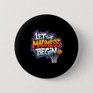 Mad march begin basketball graffiti squad 6 cm round badge
