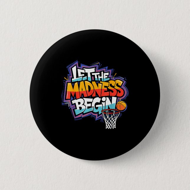 Mad march begin basketball graffiti squad 6 cm round badge (Front)