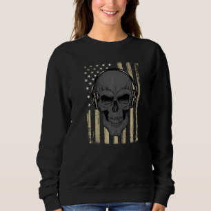 Mad Musical Skull Headphones House Tecno Party Mix Sweatshirt