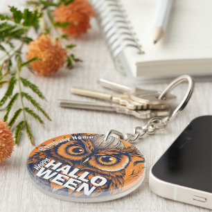 Mad Owl Pumpkin Halloween Acrylic Keychain