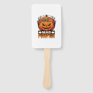 Mad Pumpkin Halloween Vintage Engraving Design_1 Hand Fan