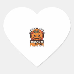 Mad Pumpkin Halloween Vintage Engraving Design_1 Heart Sticker
