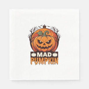 Mad Pumpkin Halloween Vintage Engraving Design_1 Napkin