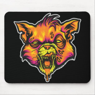 Mad Rabid Cat Illustration Mouse Mat