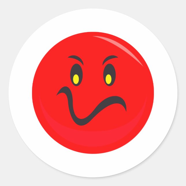 mad red face classic round sticker (Front)