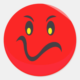 mad red face classic round sticker