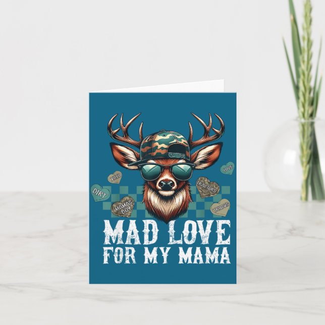 Mad Retro Love For My Mama Camo Deer Hunting Valen Card (Front)