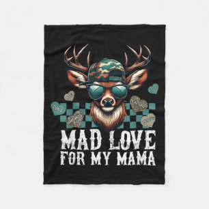 Mad Retro Love For My Mama Camo Deer Hunting Valen Fleece Blanket