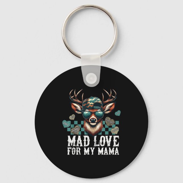 Mad Retro Love For My Mama Camo Deer Hunting Valen Key Ring (Front)