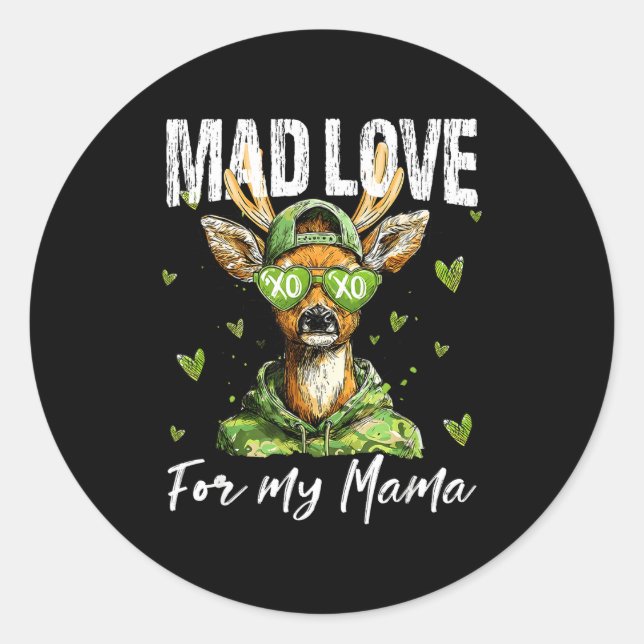 Mad Retro Love For My Mama Deer Hunting Boys Valen Classic Round Sticker (Front)