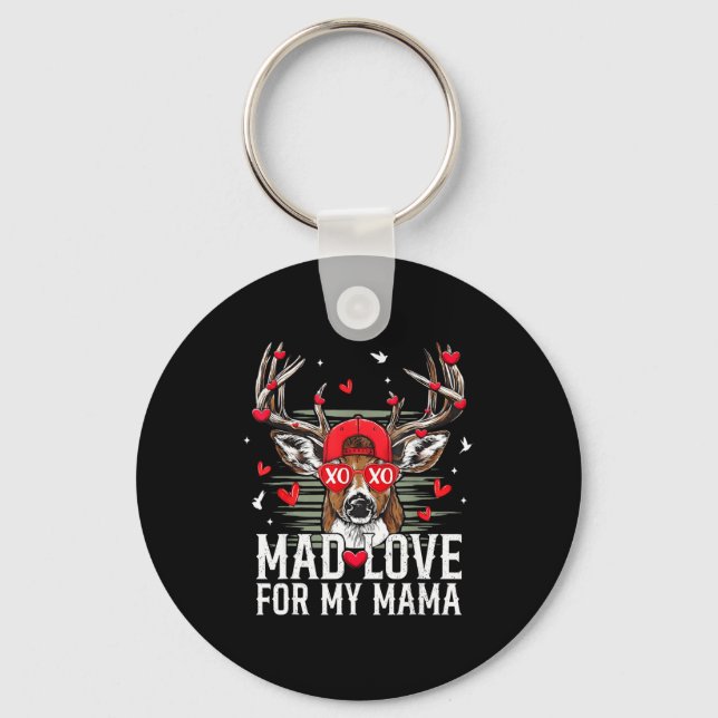 Mad Retro Love For My Mama Deer Hunting Boys Valen Key Ring (Front)