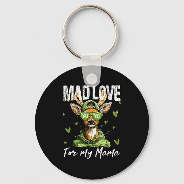 Mad Retro Love For My Mama Deer Hunting Boys Valen Key Ring (Front)