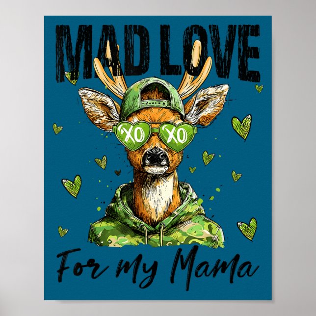 Mad Retro Love For My Mama Deer Hunting Boys Valen Poster (Front)