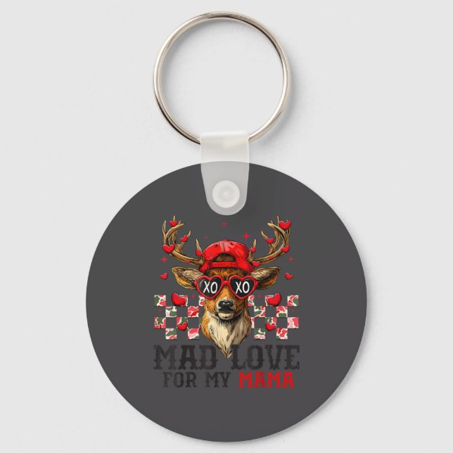 Mad Retro Love For My Mama Deer Hunting Happy Vale Key Ring (Front)