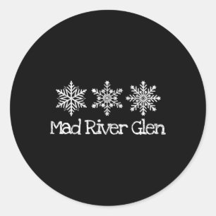 Mad River Glen Vermont Ski Skier Skiing Snowflakes Classic Round Sticker
