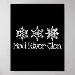 Mad River Glen Vermont Ski Skier Skiing Snowflakes Poster
