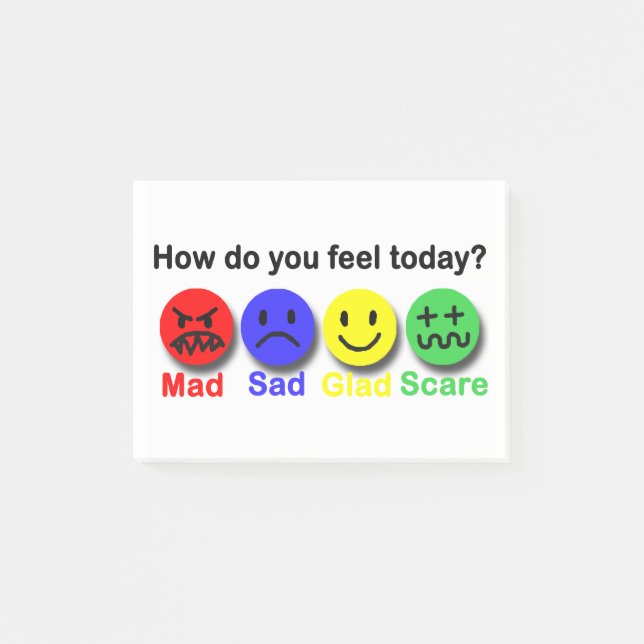 Mad, Sad, Glad & Scare Post-it Notes (Front)
