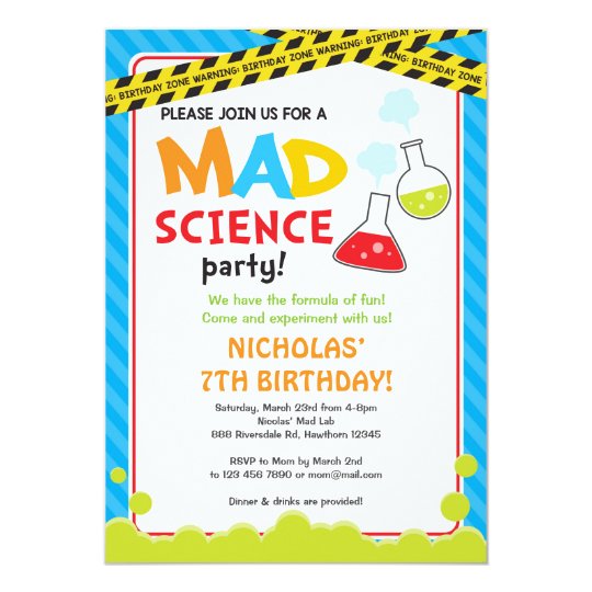 Mad Science Birthday Invitation Mad Scientist Zazzle Co Uk