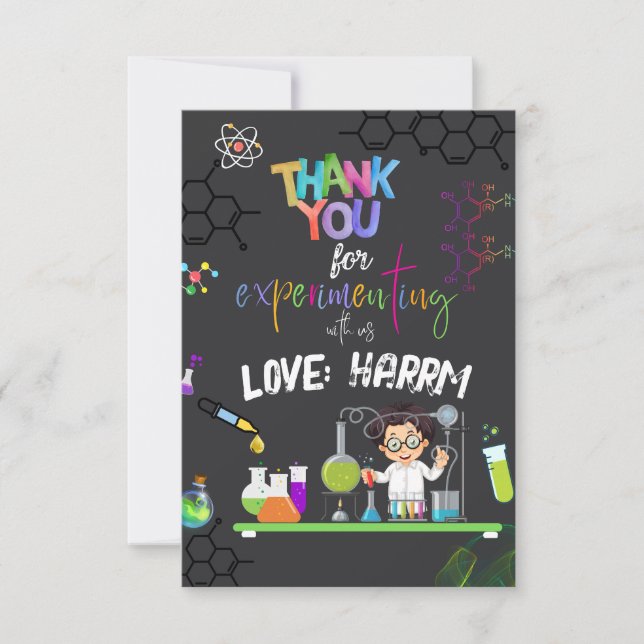 Mad Science Birthday Party thank you card (Front)