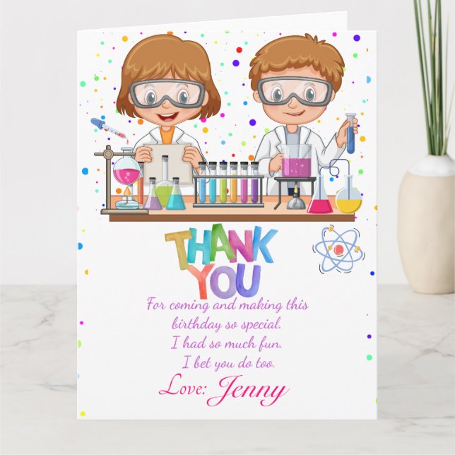 Mad Science Birthday Thank you card  (Front)