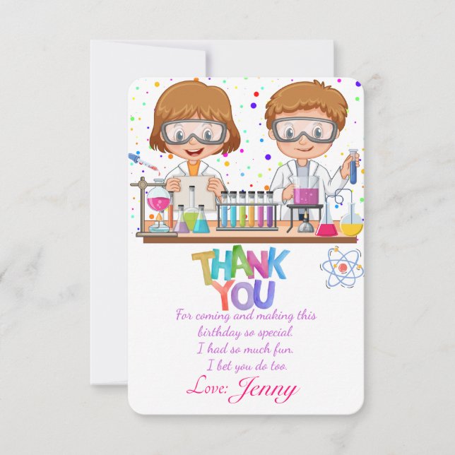 Mad Science Birthday Thank you card  (Front)