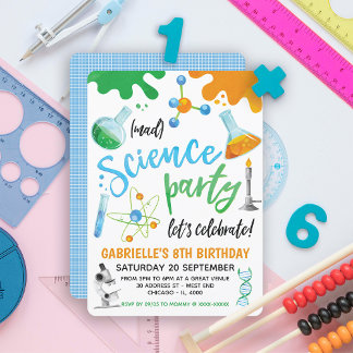 Mad Science Colourful Birthday Invitation
