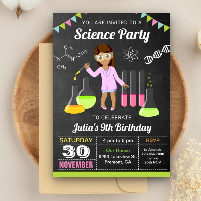 Mad Science Experiment Girls Birthday Party Invite (Creator Uploaded)