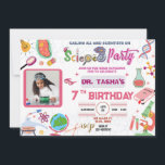 Mad Science Party Birthday Invitation For Girls<br><div class="desc">Amaze your guests with this colourful science birthday party invitation featuring science elements germs microscope globe experiments tools,  you can add your kid's picture and a picture for the background. Simply add your event details on this easy-to-use template to make it a one-of-a-kind invitation</div>