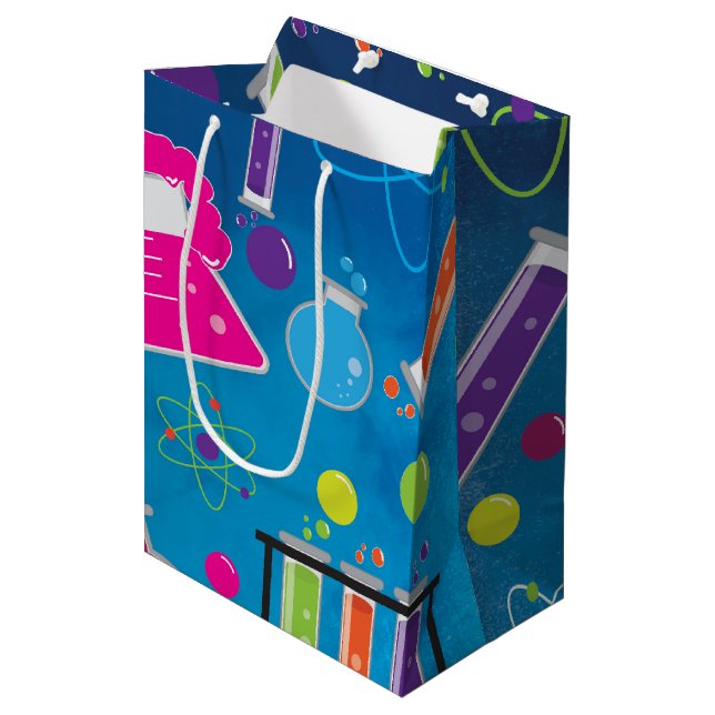 Mad Science Scientist Birthday Party Gift Bag (Front Angled)
