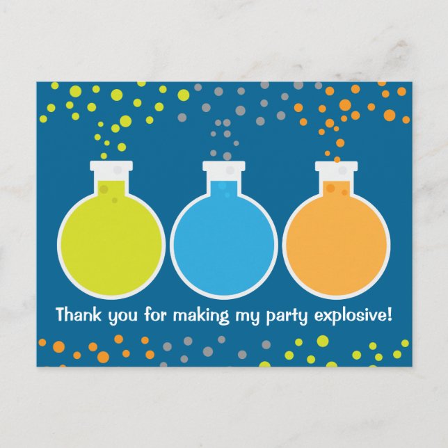 Mad Science Scientist Birthday Party Thank You Postcard (Front)