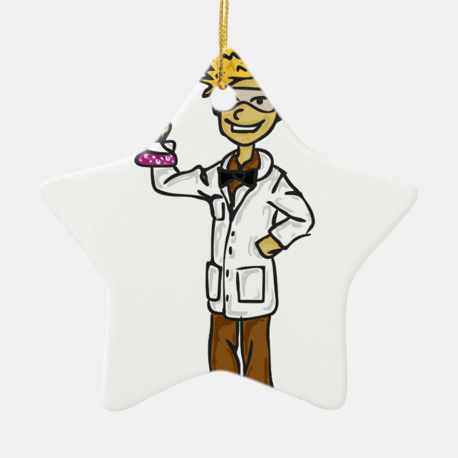 Mad scientist 4 - teenager ceramic tree decoration (Front)