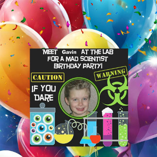 Mad Scientist Birthday Party 2 Invitations