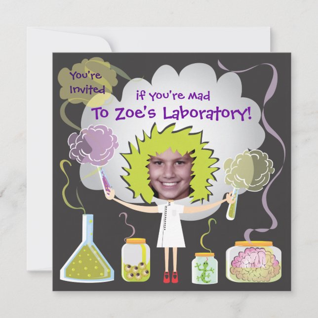 Mad Scientist Birthday Party Invitations (Front)