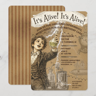 Mad Scientist Birthday Party Science Boy Vintage  Invitation