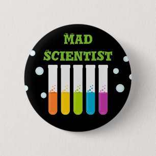 Mad Scientist Colourful Test Tubes Birthday Party 6 Cm Round Badge