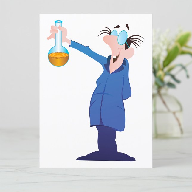 Mad Scientist Holding Beaker Fun Science Invitation (Creator Uploaded)